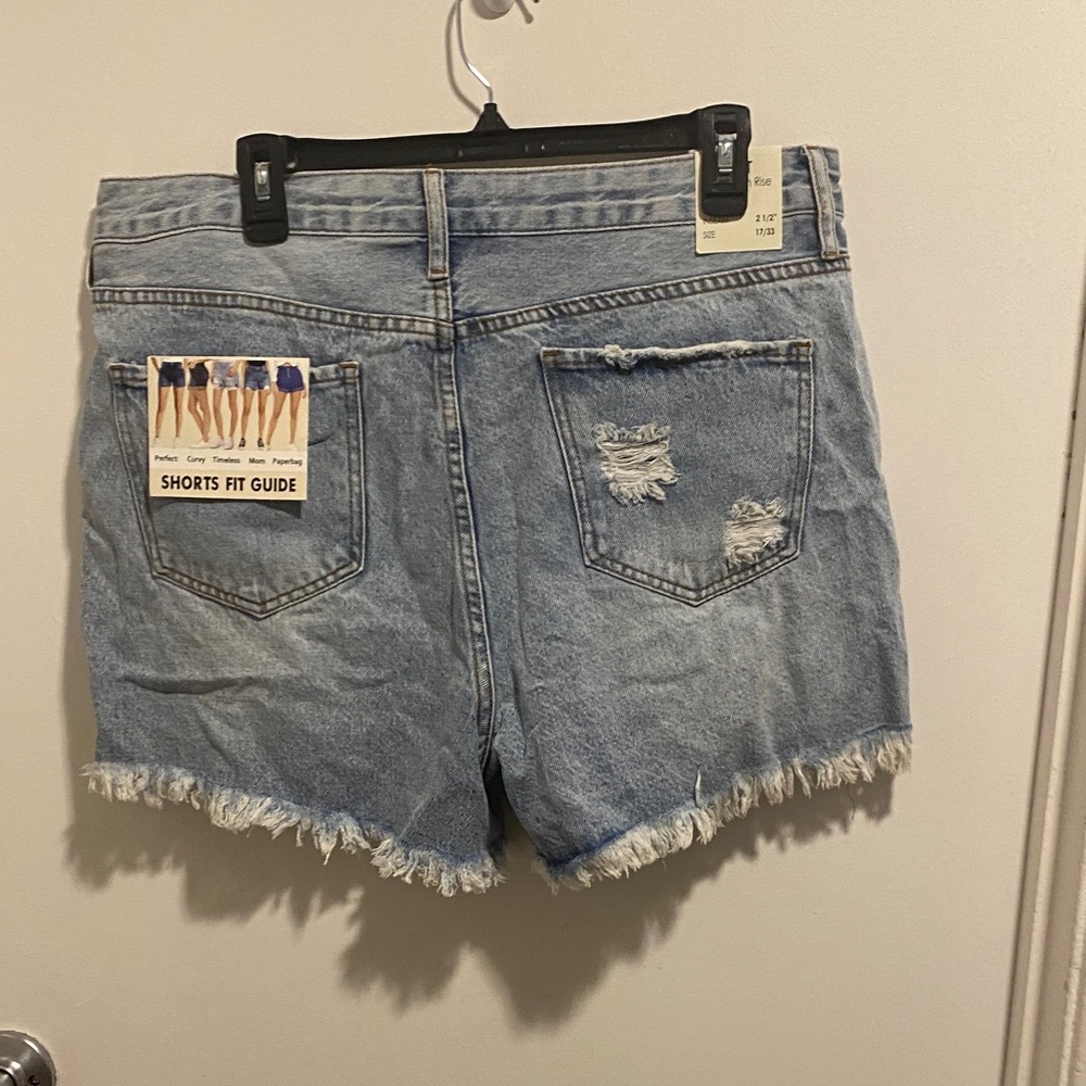 SONG Women's Ripped Light Blue Denim Shorts - Picture 3 of 4